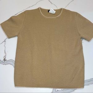 Vintage Espirit de Corp Tan Acrylic/Wool Blend stretch sleeveless Size Small EUC